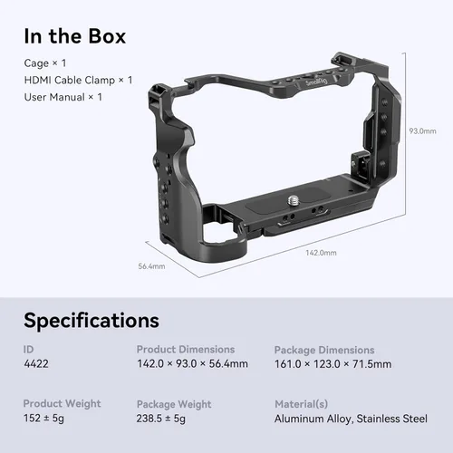 Miniatura 9 de Kit de Jaula SmallRig para Sony A7C II / A7CR con Abrazadera de Cable para HDMI, Jaula de Video Completa para Vlog para Sony Alpha 7C II/Alpha 7CR