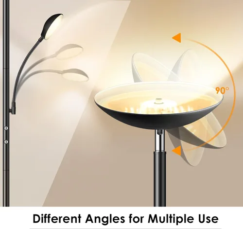 Miniatura 5 de BoostArea Lámpara de pie, LED de 20 W/2000 lúmenes, lámpara de pie torchiere brillante con lámpara de lectura ajustable de 5 W, lámpara de pie