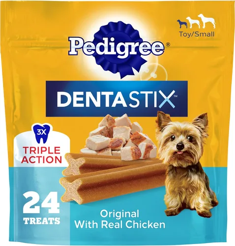 Miniatura 20 de Pedigree Dentastix - Golosinas para perros de raza pequeña y juguete, originales con pollo real, bolsa de 14 onzas (58 golosinas)