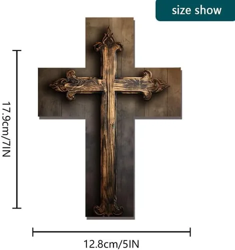 Miniatura 4 de JIBEVEYYI -Cruz de madera, decoración de pared cruzada, cruces decorativas para la pared, cruz religiosa decoración del hogar, cruz de pared