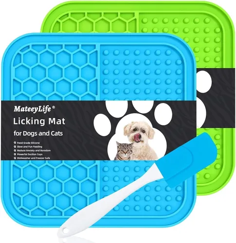 Miniatura 11 de MateeyLife 2 piezas Alfombrilla grande para lamer para perros con ventosas, cuencos de alimentación lenta, alfombrilla para lamer gatos para aliviar