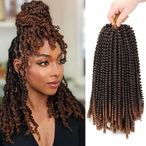 Miniatura 44 de Paquete de 2 cabello para trenzas en espiral de 8 pulgadas, cabello Spring Twist para rastas falsas, rastas de mariposa, cabello para trenzas, fibra