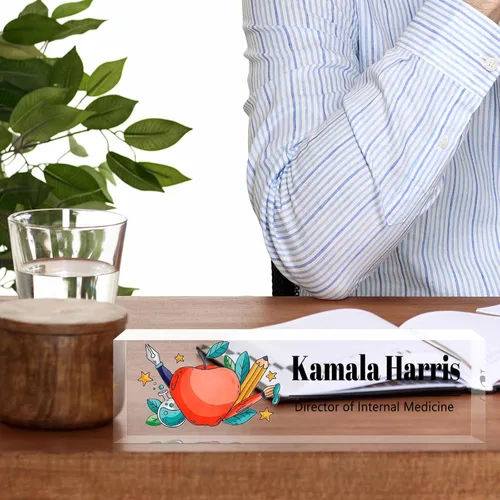 Miniatura 2 de Placa de nombre de escritorio personalizada, placa de identificación acrílica, placas de identificación personalizadas para regalos de oficina