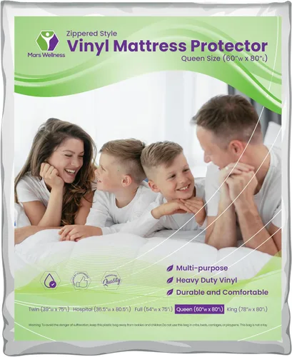 Miniatura 12 de Mars Wellness Protector y funda de colchón de vinilo impermeable, funda de colchón blanca con cremallera, funda de colchón para chinches, 1 paquete