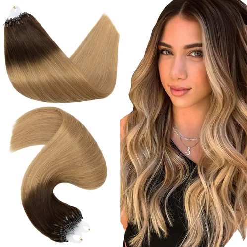 Miniatura 17 de Hairro Micro Loop - Extensiones de cabello humano microenlaces de microperlas de cabello Remy para mujer, reflejos degradados, fusión fría, micro