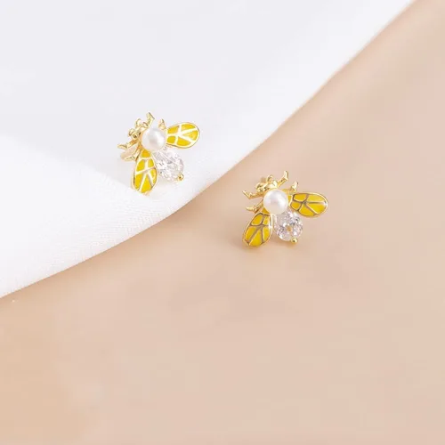 Miniatura 6 de Reffeer Solid 925 Sterling Silver Bumble Bee Stud Earrings for Women Teen Girls Honey Bee Stud Earrings