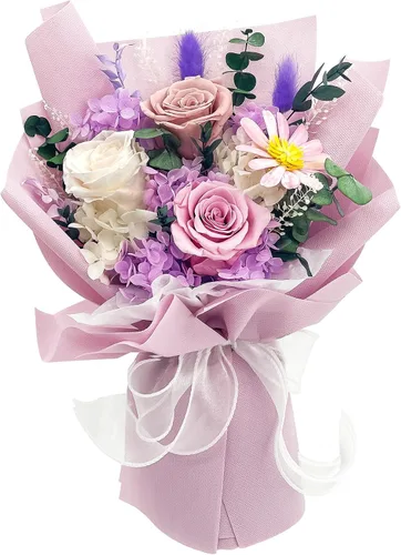 Miniatura 15 de QOEAZY Flores para entrega, ramo de flores preservadas con caja de regalo, regalos de rosas para mujeres, mamá, abuela