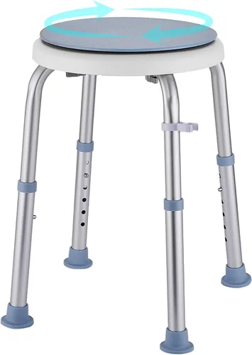 Miniatura 9 de Taburete de ducha para ducha interior, taburete de plástico de esquina pequeño mejorado para adultos mayores, taburete de ducha giratorio de 360°