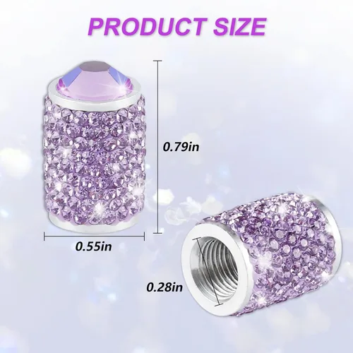 Alpmosn Tapones para válvula de neumático de automóvil, 4 PCS tapas de válvula de neumático brillantes, tapones de cristal brillantes con pedrería