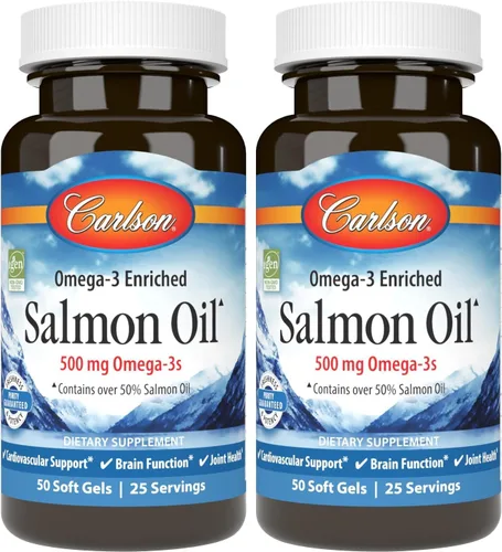 Miniatura 9 de Carlson Aceite de salmón, 500 mg de omega-3, aceite de pescado capturado en la naturaleza noruego, de origen sostenible, 180 cápsulas blandas