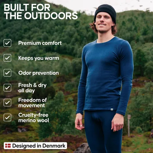Miniatura 3 de Danish Endurance Merino Wool Long Sleeve Base Layer Shirt for Men, Thermal Shirt
