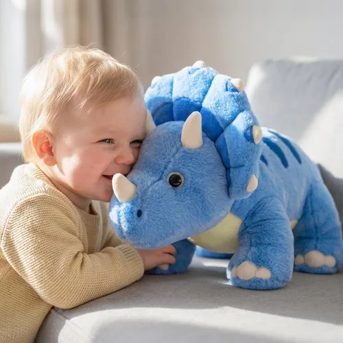 IKASA Triceratops - Juguete de peluche de dinosaurio de 18 pulgadas, suave, grande y grande, lindo peluche esponjoso, regalos para niños y niñas