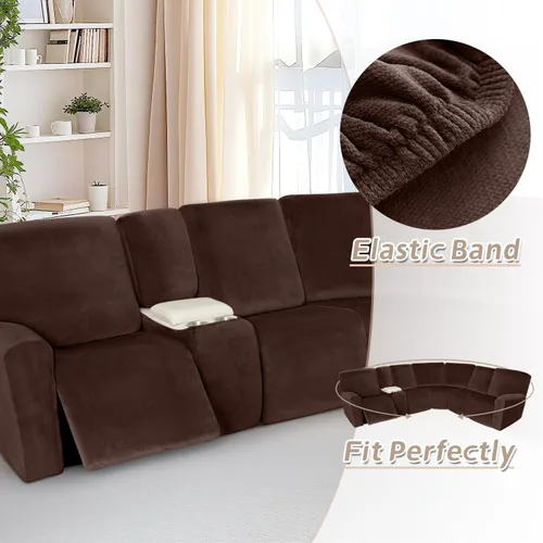 Miniatura 160 de Arfntevss Fundas de sofá seccional reclinable de terciopelo, Funda de sofá seccional de esquina para sofá reclinable, Funda elástica suave