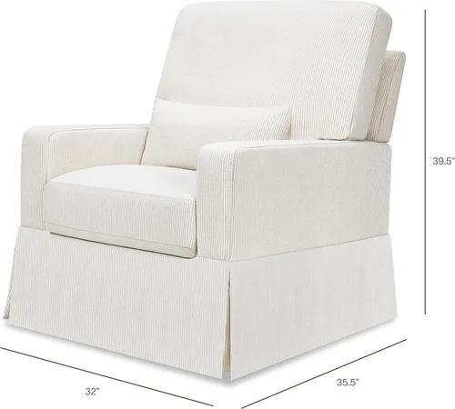Miniatura 2 de NAMESAKE Crawford Pillowback Comfort Swivel Glider en tela ecológica de rendimiento con rayas Chatham de Fog, repelente al agua, con certificación