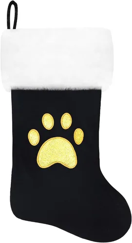 Miniatura 170 de Calcetines de Navidad bordados de 20 pulgadas con monograma, terciopelo negro con puño de felpa blanca supersuave, adornos clásicos para decoración