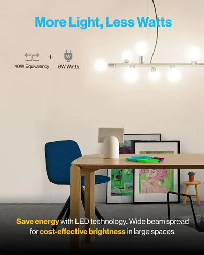 Miniatura 4 de Sunco - Paquete de 12 bombillas LED G25 para espejo de baño, equivalente a 40 W, 6000 K luz diurna de lujo, regulable, 450 LM, base E26, bombilla