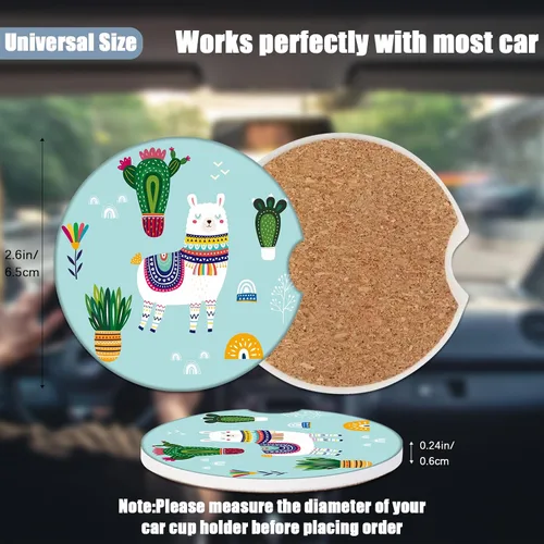 Miniatura 2 de Posavasos de automóvil – Posavasos de cerámica absorbente de plantas de alpaca, 2 unidades, posavasos para portavasos de automóvil, accesorios