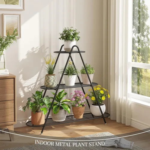 Miniatura 6 de STDDRE Soporte para plantas de interior, estante alto para plantas al aire libre, estante alto para plantas de 3 niveles, soporte de metal grande