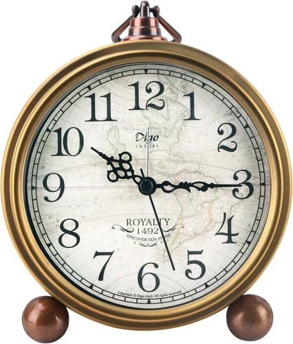 Maxspace Relojes de escritorio, pequeños relojes despertadores de mesa para estantes, dormitorio, oficina, reloj estético de metal vintage,