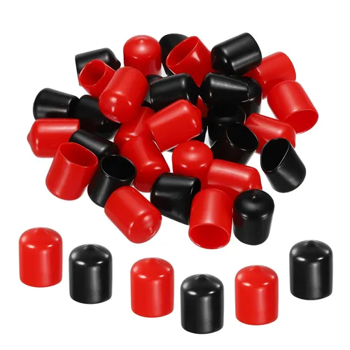 Miniatura 55 de MECCANIXITY 50 unids tapas de goma Surtido de 0.079 in PVC vinilo tornillo rosca protector para tornillo tornillo negro rojo