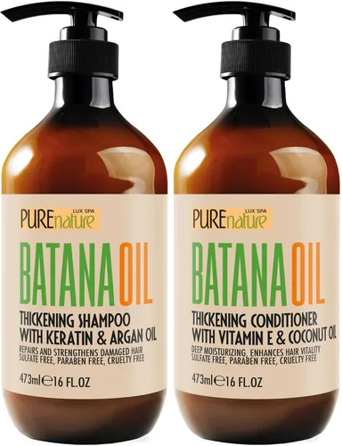 Juego de Champú y Acondicionador de Aceite de Batana - Fórmula Espesante, Sin Sulfato para Mujeres y Hombres - Voluminizante, Hidratante, Productos