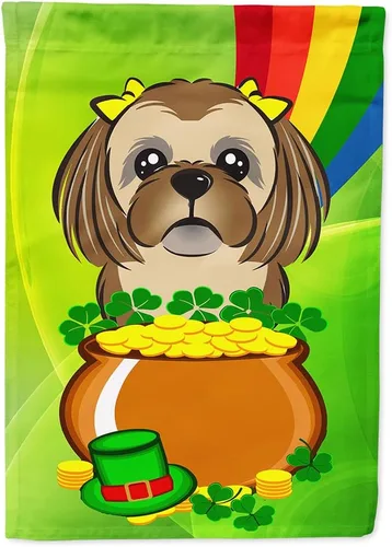 Miniatura 114 de Caroline's Treasures BB1963GF Bandera de Bulldog Inglés para el Día de San Patricio para el jardín, bandera decorativa para patio exterior, patio