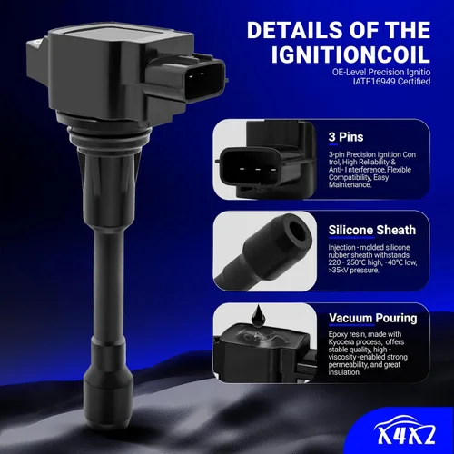 Miniatura 8 de Paquetes de bobinas de encendido UF549 y bujía doble de iridio 9029 compatibles con 2007-2019 Nissan Altima Versa Sentra Rogue Cube NV200 Pathfinder