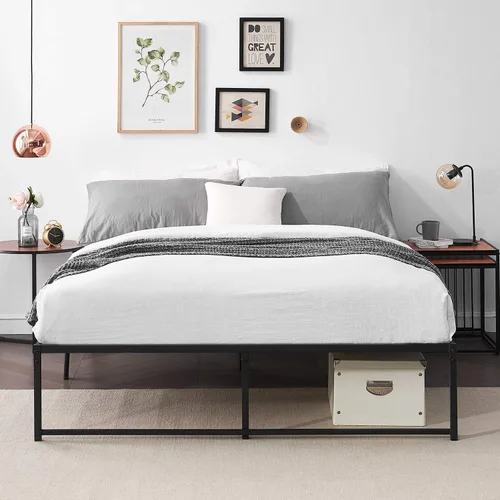 Miniatura 10 de VECELO - Base de cama metálica tamaño matrimonial de 14 pulgadas, moderna (juego de 2)