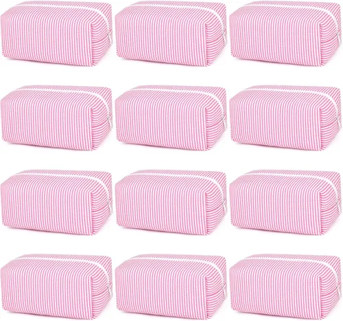 Miniatura 34 de SOIDRAM 6 Piezas Bolsa de Maquillaje a Cuadros Preppy Bolsa de Cosméticos a Granel Rosa Negra Bolsa de Maquillaje Personalizada Bolsa de Viaje de 6