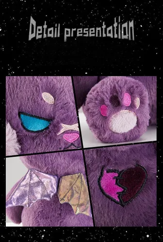 Miniatura 4 de ELAINREN Oso de peluche morado gótico, animales de peluche espeluznantes de Halloween Oso de peluche de decoración de regalo/30 cm