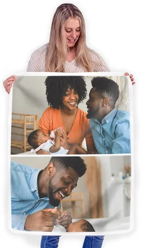 Miniatura 10 de FrameStory Manta personalizada con fotos y texto, totalmente personalizable con tus fotos y mensajes, manta de forro polar suave y suave, 30 x 40
