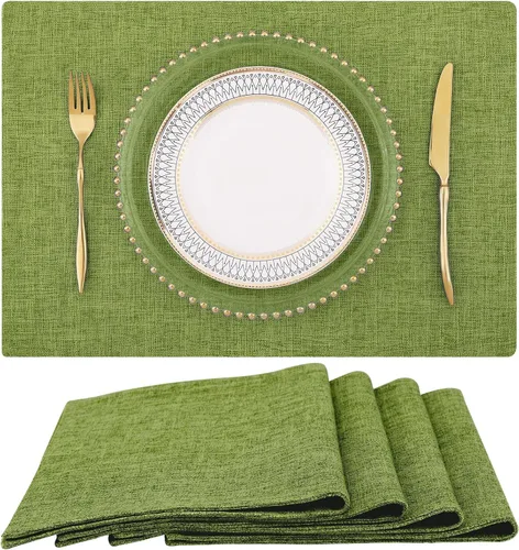 Miniatura 12 de homing - Juego de 4 manteles individuales de algodón y lino, manteles de tela lavables para mesa de comedor de estilo rústico para interiores y Negro