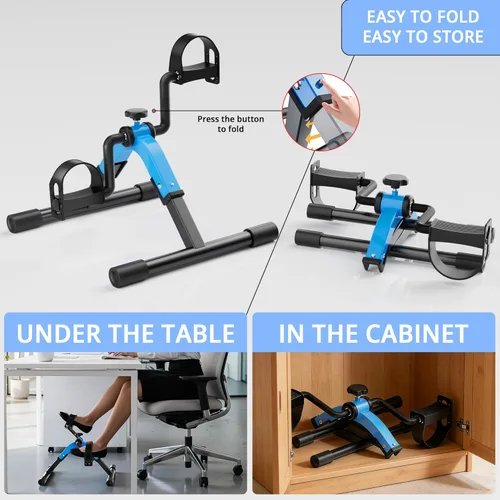Miniatura 3 de Mini bicicleta de ejercicio con pedal plegable, bicicleta estática debajo del escritorio para entrenamiento de brazos y piernas, máquina portátil