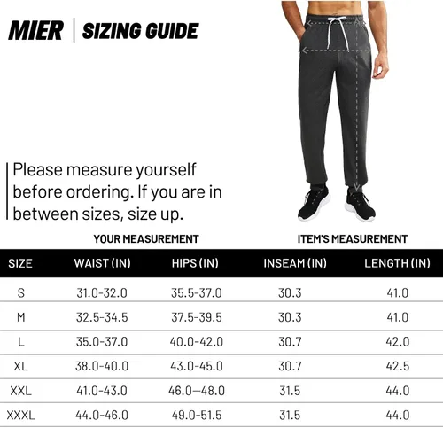 Miniatura 7 de MIER Men's Cotton Joggers Athletic Sweatpants for Gym Workout Active Lounge Jersey Track Pants with Pockets, Elastic Waist