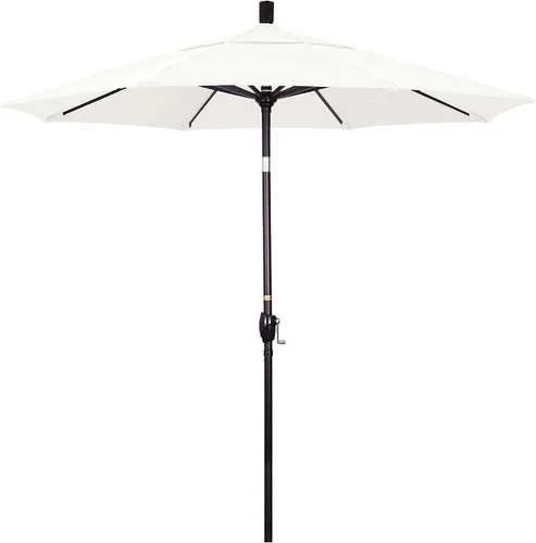 Miniatura 10 de California Umbrella Sombrilla redonda de aluminio de 7.5 pies, manivela elevadora, botón de inclinación, poste de bronce, Sunbrella Air Blue