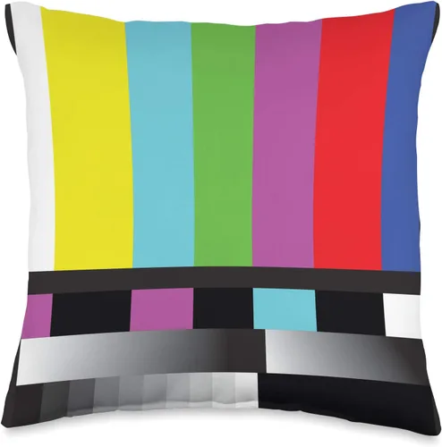 Cojín vintage retro de los años 80 sin señal de TV / por favor soporte por Throw Pillow
