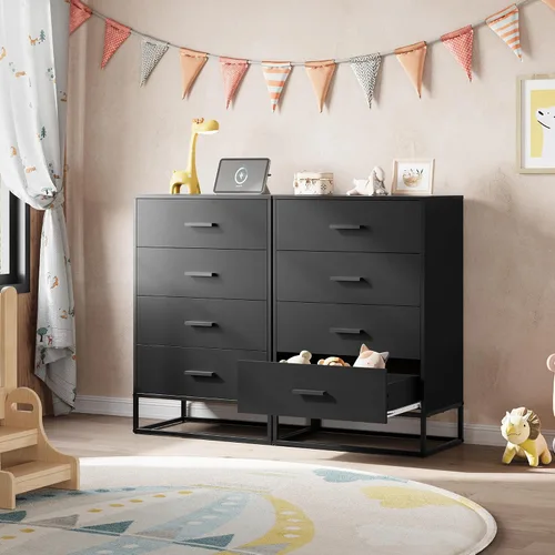 Miniatura 9 de WLIVE Wood Dresser for Bedroom, Wide Chest of Drawers with Metal Handle for Living Room, Hallway