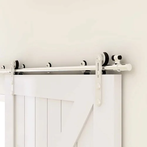 Miniatura 19 de TSMST Kit de herrajes para puerta corrediza de granero de 6.6 pies, riel de puerta de granero resistente de acero inoxidable para montaje superior