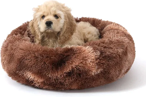 Miniatura 25 de NOYAL Cama Calmante en Forma de Rosquilla para Perros Pequeños a Medianos y Gatos - Cama para Mascotas de Felpa de Piel Sintética Anti-Ansiedad
