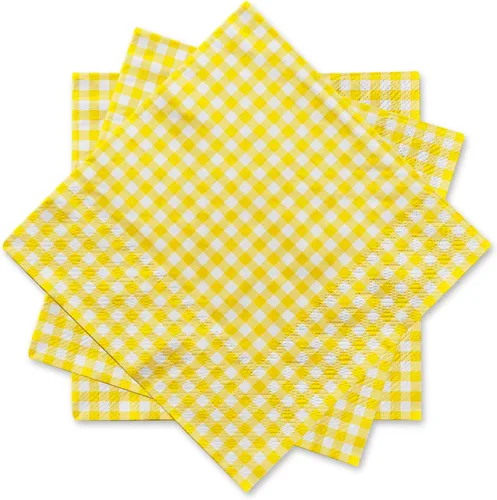 Gatherfun Suministros para fiestas, servilletas de papel desechables amarillas y blancas para fiesta de Pascua (3 capas, 6.5 x 6.5 pulgadas, paquete