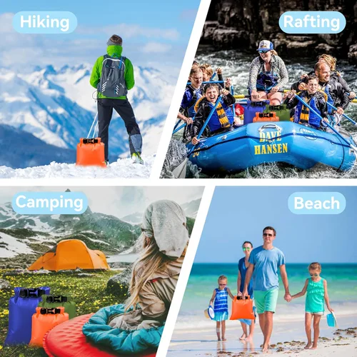 Miniatura 7 de 6 bolsas secas impermeables, bolsas secas ligeras para kayak, impermeables, bolsa impermeable al aire libre para kayak, senderismo, canotaje, 6