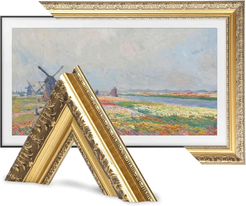Tv Guard Marco de TV bisel, compatible con Samsung The Frame TV, 32 pulgadas, oro antiguo, adecuado para televisores montados en la pared