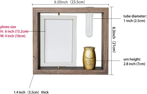 Miniatura 7 de Twotigers Urna pequeña de 2.8 pulgadas para cenizas humanas y marco de fotos conmemorativo para una foto de 4 x 6 pulgadas, mini recuerdo con, marco