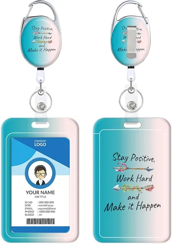Miniatura 35 de Portainsignia Retráctil, Carrete de Insignia con Clip para Cinturón de Patrón Estampado Lindo con Llavero, Protector de Tarjeta de Identificación