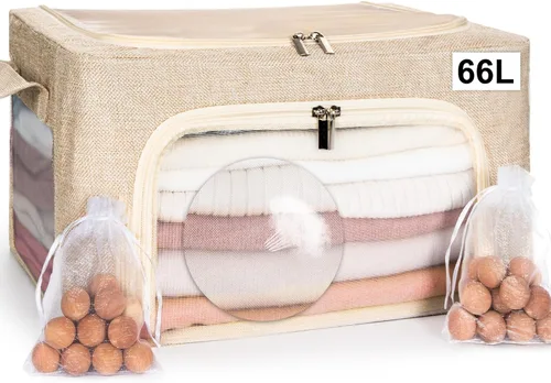 Bolsas de almacenamiento grandes de cachemira de 66L | Con 2 bolsas de bola de cedro natural | Bolsa de ropa de cachemira transpirable para lana