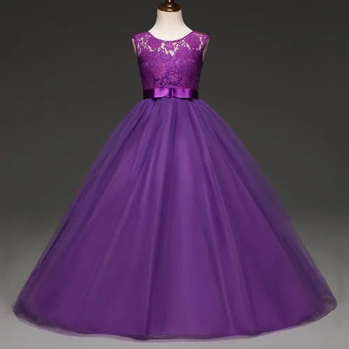 Miniatura 11 de Vestido Yaphyee largo, de princesa, con flores, formal, para boda, dama de honor, para fiesta, para niña