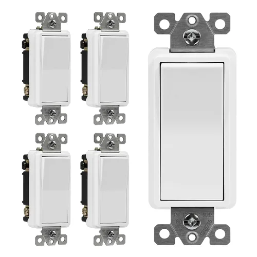 Miniatura 12 de ENERLITES Interruptor de luz de paleta decorativa de 3 vías, acabado brillante, un solo polo o tres vías, 3 cables, tornillo de puesta a tierra