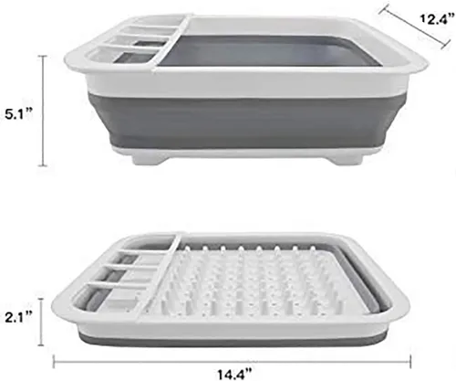 Miniatura 5 de Ahyuan Escurridor de platos plegable, organizador portátil para cocina, caravana, caravana, remolques, viajes, ahorro de espacio, bandeja