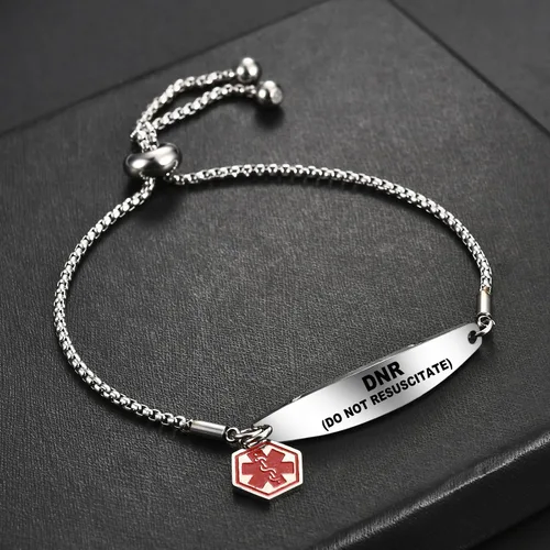 Miniatura 7 de Pulseras de alerta médica para mujer, pulseras de identificación médica con grabado láser gratis, pulseras ajustables de acero inoxidable grabado