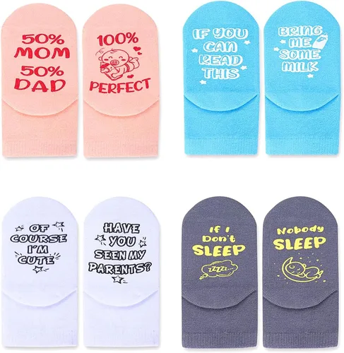 Miniatura 2 de Zmart Calcetines novedosos para bebés y niños pequeños, calcetines divertidos para bebés, regalos para baby shower, 4 pares